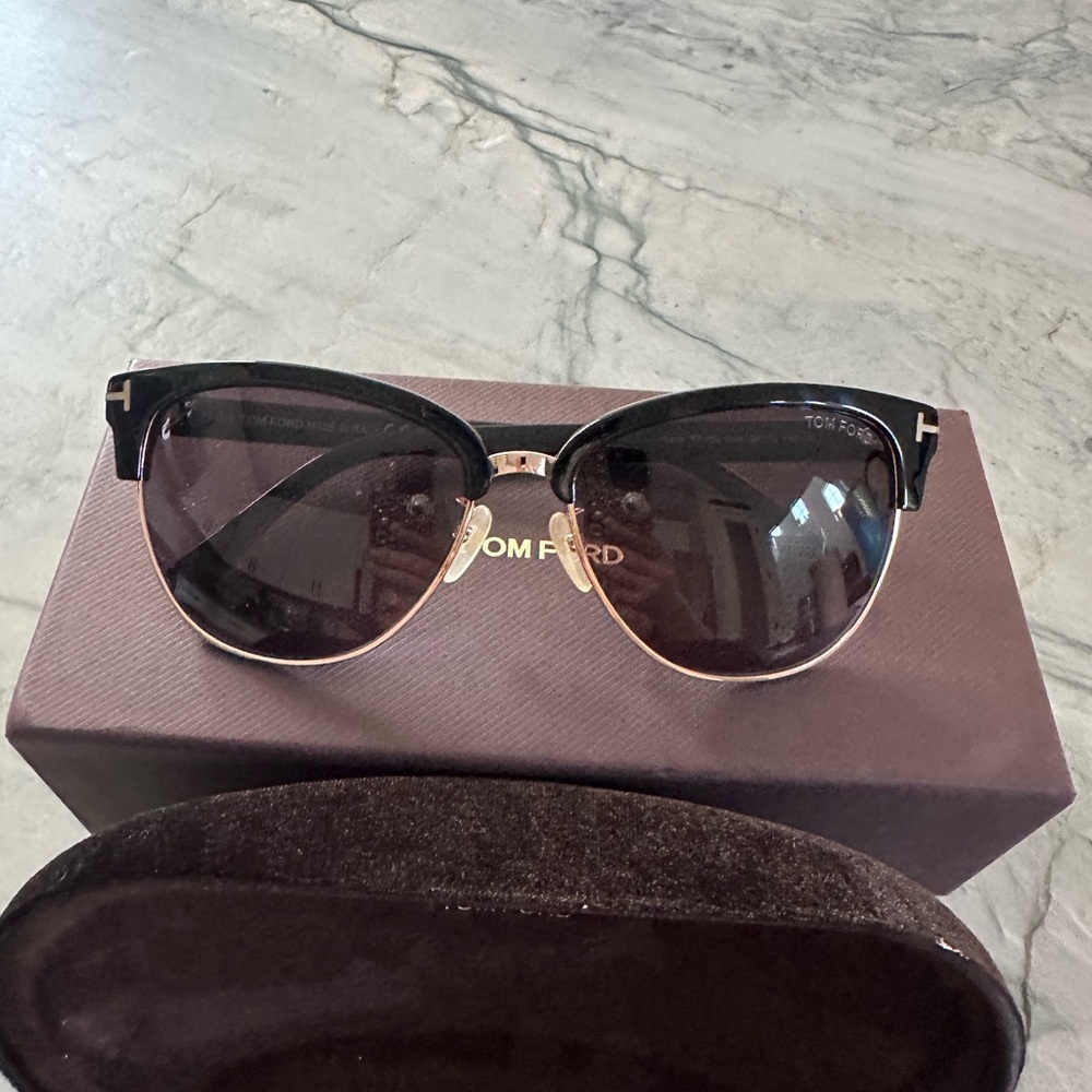 NWT Tom Ford Fany Black/Gold Sunglasses in Box, Case, Tags